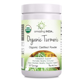 Amazing India USDA Certified Organic Turmeric Powder (Non-GMO) - 16 Oz - Antioxidant Support - Promotes Healthy Immunity - Helps Maintain Healthy Digestive System