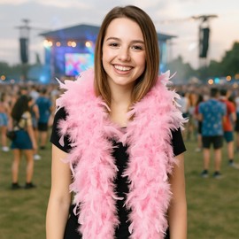 Deluxe Light Pink Feather Boa 180cm – 100g Fluffy Costume Accessory for Parties, Hen Nights, Burlesque & Fancy Dress