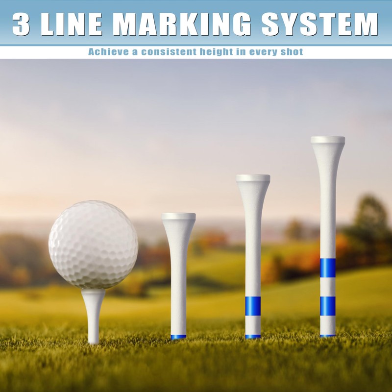 CHAMPKEY Premium Wood Golf Tees - Golf Wood Tees with