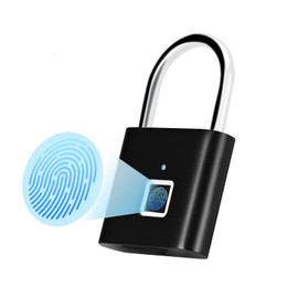 DUTTY Fingerprint Padlock, Household Anti-Theft Door Lock, Suitable for Luggage, Luggage, Door cabinets, Container Cars, Bicycles, Black, can Enter 20 Fingerprints