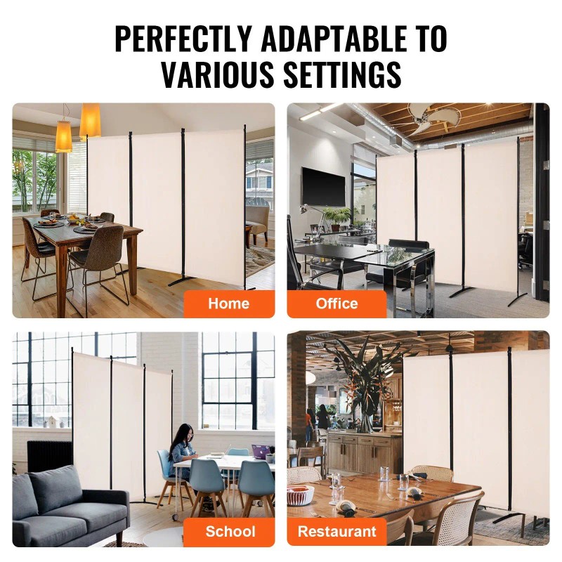 Portable 3-Panel Folding Privacy Screen Free-Standing Room Divider Modern Roo-Style