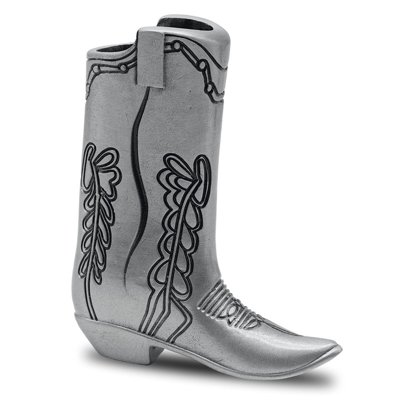 Cowboy Boot Lighter Case Silver Metal by HMC - for