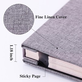 Vienrose Large Photo Album Self Adhesive for 4x6 5x7 8x10 Pictures Scrapbook Album DIY Scrap Book 40 Sticky Pages with A Metallic Pen Grey