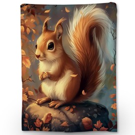 Ti Caldi Cute Cartoon Squirrel Blanket, Soft Fuzzy Lightweight Animal Flannel Throw Blanket Perfect for Couch, Bed, Travel & Outdoor Use, Warm Fluffy Cozy Decor Blankets for Adults Kids 60×50 in