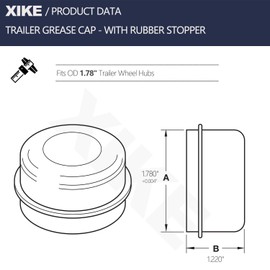 XiKe 2 Set 1.78" OD Trailer Bearings Dust Cap Grease Cap, Fits 3/4" Trailer Wheel Hub Axles.