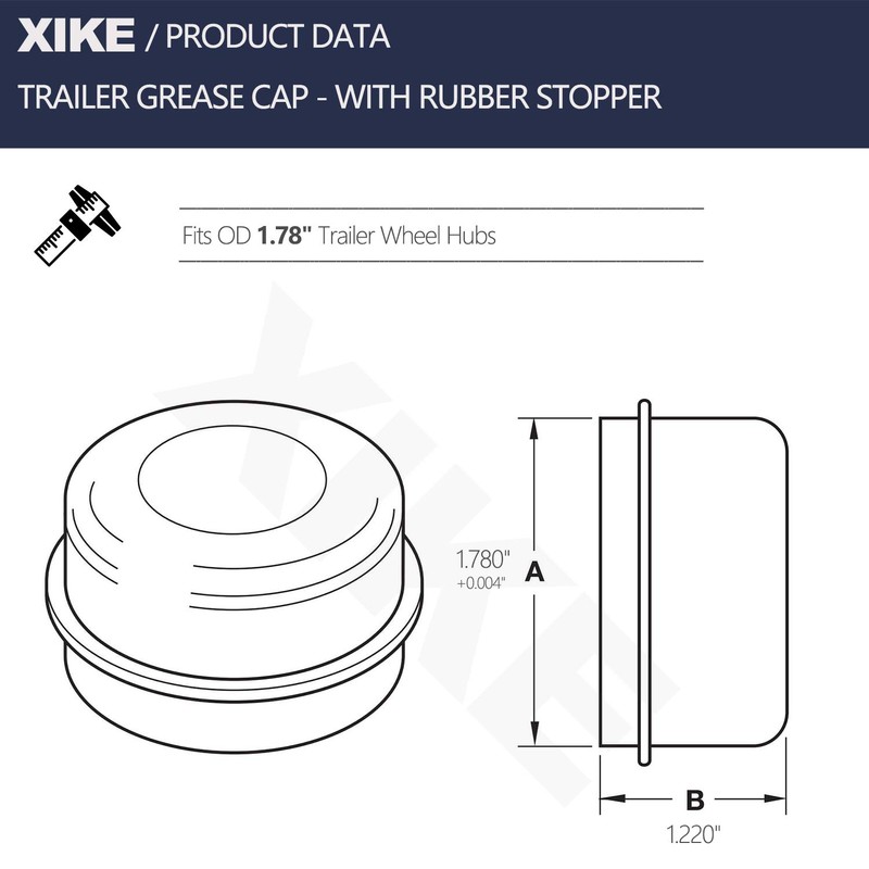XiKe 2 Set 1.78" OD Trailer Bearings Dust Cap Grease