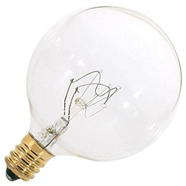 Satco S3821 120V Candelabra Base 15-Watt G16.5 Light Bulb, Clear, 1 x 1 x 3 inches