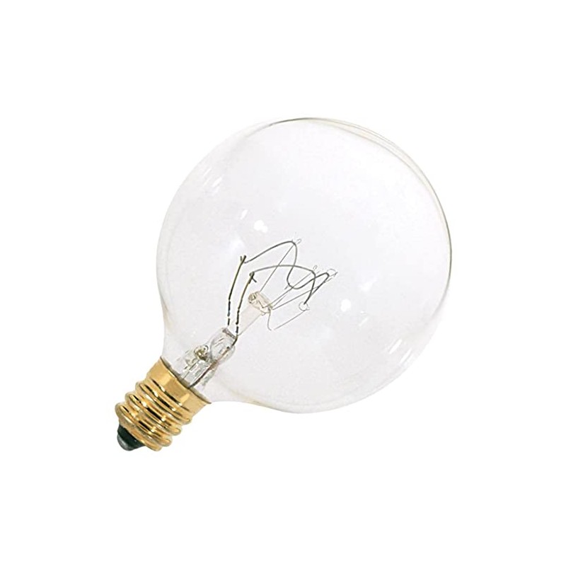 Satco S3821 120V Candelabra Base 15-Watt G16.5 Light Bulb, Clear,