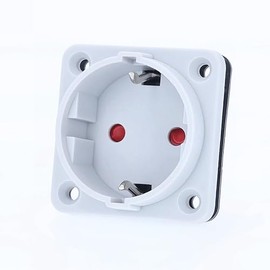 as - Schwabe 45084 Built-in Socket - 50 x 50 mm Flange Size - Protective Contact Socket - 230 V/16 A - Socket for Installation - IP20 - for Indoor and Camping