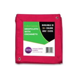 Heavy Purpose Canvas Drop Cloth with Grommets by CCS CHICAGO CANVAS & SUPPLY Cotton Canvas Tarp for Floor & Furniture Protection Washable Reusable Duck Dropcloth Curtains, Hot Pink, 8 by 10 Feet