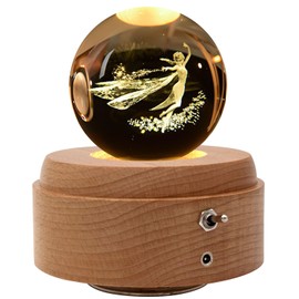 Let It Go Music Box, 3D Crystal Ball with Projection LED Light and Rotating Wooden Base for Christmas Birthday Mother's Day Lover Women Daughter (PrincessElsa)
