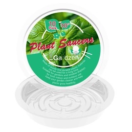 Gardzen Heavy Duty Clear Plastic Plant Saucers, Flower Pot Tray - Excellent for Indoor & Outdoor Plants (10-Inch, 10-Pack)