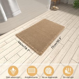 Alfombra De Baño Tejida Con Forma De Gofre,La Alfombra De Piso Con Diseño De Gofre Bohemio Es Antideslizante Y Muy Absorbente,Lavable a Máquina,Apto Para Baño,Cocina,Pasillo,Marrón, 18"x30"（46x77cm）