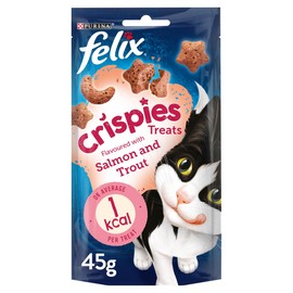 Felix Felix Crispies Cat Treats Salmon and Trout 45g, Pack of 8