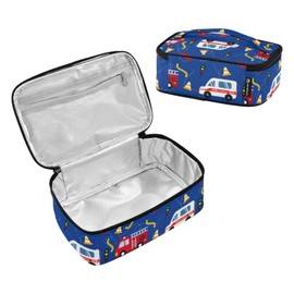Cartoon Ambulance Car Firefighter Fire Truck Kids Lunch Bag Boys Girls Insulated Lunch Box Toddlers Reusable Cooler Women Men Thermal Meal for School Picnic Travel