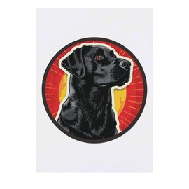 'Black Labrador in Circle Frame' Temporary Tattoo - Water Resistant, Skin-Safe, Non-Toxic Transfer (TO00073329)
