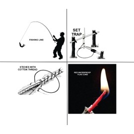 INEWTECK 100FT Paracord Survival Fire Parachute Cord with Waxed Flax Tinder Fishing Line and Cotton Thread (Black)