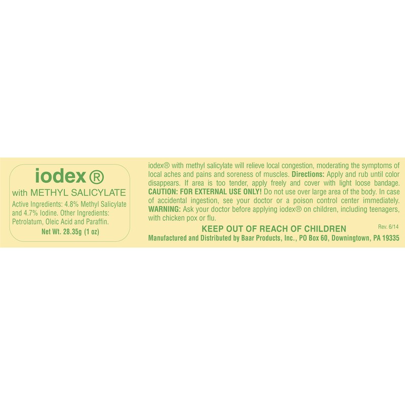 IODEX BAAR Methyl Salicylate Topical Ointment, Formulated w/ 4.7% Iodine