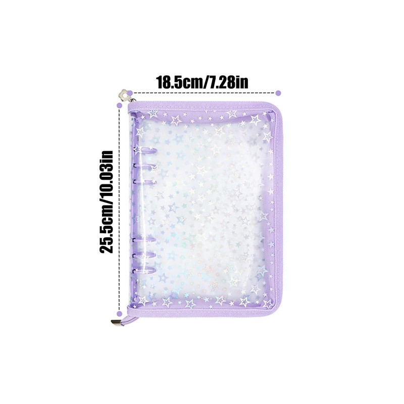 Sealing Notebook, Transparent A5, Storage Binder, 6 Holes, 4 Pockets,