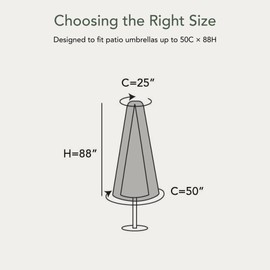 Covermates Ultima Outdoor Patio Umbrella Cover, StandardCanopies, Round/Octagon, All-Weather, Water-Resistant, Wand & Pouch, Market Umbrella 12-13 Foot Diameter, Ripstop Grey