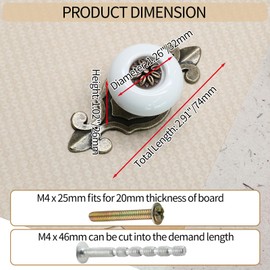 suiwotin 4pcs Ceramic Knobs White Dresser Knobs, Vintage Cabinet Knobs with Antique Bronze Back Plate, Decorative Drawer Knobs Pull Handles for Closet, Cupboard