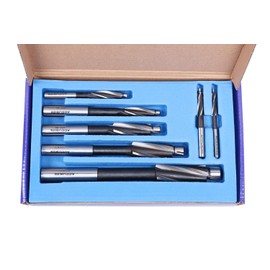 Accusize Industrial Tools 7 Pc Metric Hss Solid Capscrew Counterbore Set, 3 Flute, Straight Shank, 508S-007m