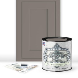 ALL-IN-ONE Paint, Stonehenge (mid-tone greige), Quart - Durable cabinet and furniture paint. Built in primer and top coat, no sanding needed. Includes our 30 featured color card.