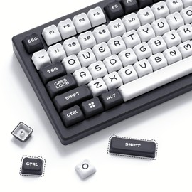 Womier PBT Keycaps 60 por ciento, lindo oso cremoso, 122 teclas, juego de teclas MOA personalizadas para 60 %, 65 %, 75 %, TKL, 100 % Cherry Gateron MX teclas mecánicas, color blanco