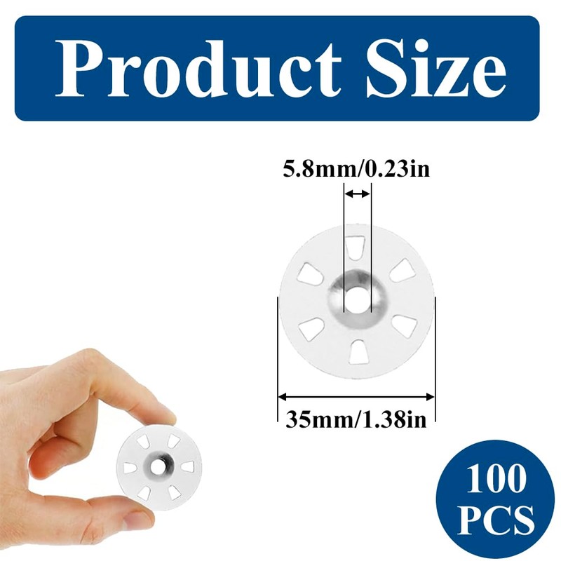 100 PCS Tile Backer Board Washers 35mm Diameter Easy Fix