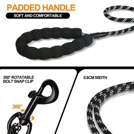 Reflective Recall Lead for Dogs, 5 m/10 m/20 m Rope Dog Lead Training Lead Long Training Lead for Small, Medium Dogs, Black (Black, 20 m)