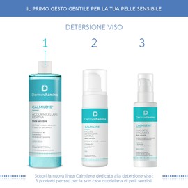 Dermovitamina Calmilene – Beruhigendes Mizellenwasser – sanfter Augen-Make-up-Entferner – Gesichtsreiniger – mit Kamillenextrakt und Olivenöl-Extrakt – für empfindliche Haut – 500 ml