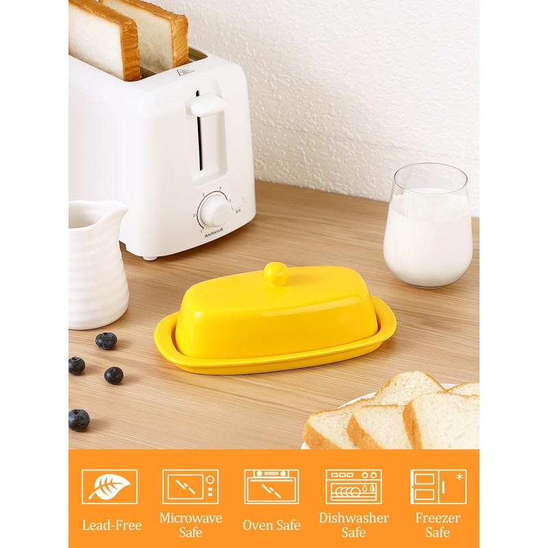 Yedio Ceramic Butter Dish with Lid for Countertop Refrigerator, 8