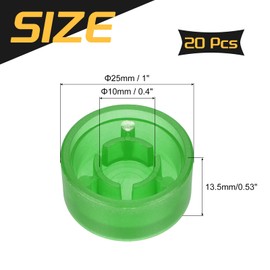 sourcing map 20 Pcs Footswitch Toppers Guitar Pedal Button Caps Plastic Footswitch Top Cover 3/8" for Guitar Effects Pedal Buttons, Bright Dark Green