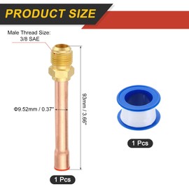sourcing map 2Pcs Brass Pipe Fitting, 3/8 SAE Male Thread x 3/8" OD Flare Connector with Copper Tube for HVAC System Air Conditioner Refrigeration
