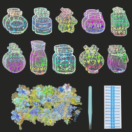 62 Pcs Glitter Transparent Flower Bookmarks Kit,DIY Dried Flower Bookmark Sleeves Clear,Include Sparkle Pressed Flowers for Crafts and Sprout Bookmarks Bulk for Students Teachers Reading Classroom