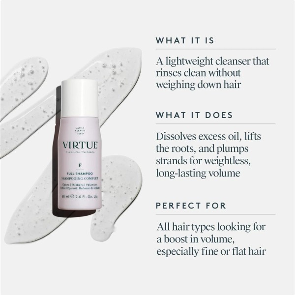 Virtue Full Sulfate-Free Volumizing Shampoo | Thickens Hair, Color Safe