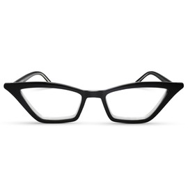 Black Funky Cat Eye Reading Glasses for Women with Sturdy Design - Durable Half Frame Cateye Readers for Women - Trendy for all Face Shapes Fashion Glasses for Women - Cheaters Reading Glasses 2.75