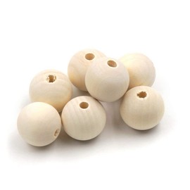 Round Wood Beads 20 mm Unfinished Spacer Beads Natural Craft Loose Beads for DIY Art Supplies Bracelet Hand-Made 100 Pack