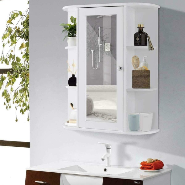 Elegant Modern Look Features Multipurpose Wall Mount Cabinet Storage Shelf