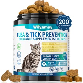 Woyamay Woyamay Flea and Tick Support for Cats Chewables, 200 Treats Natural Cat Flea Chews, Daily Cat Flea Care, Flea Support Chewable Supplement for Cats Kittens for All Breeds, Chicken Flavor