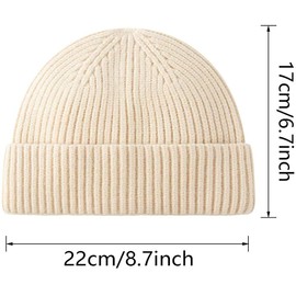 JFAN Unisex Retro Trawler Winter Beanie Hat Baseball Cap Street Style Trawler Beanie Watch Hat Rollup Edge Skull Blanket, Nero+Beige