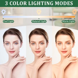 Betyked Espejo luz led Maquillaje, 20CM Espejo de Maquillaje Portátil con iluminación LED Regulable en 3 Colores y Control Táctil, con Soporte en U para Viajes y vestuarios (Blanco)