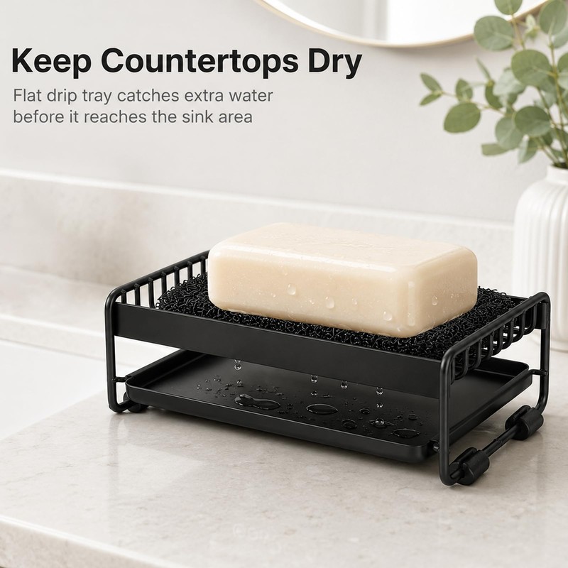 Soap Dish & Pad for Shower, Carbon Steel Bar Soap