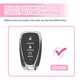 Rislobx Fit for Chevy Key Fob Cover with Diamond Keychain, Car Key Case Protector with Heart Shape Key Chain for Volt Bolt Spark Equinox Traverse Trax (4 Buttons Blue)