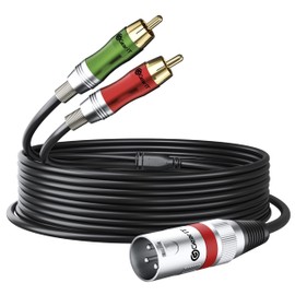GearIT XLR Male to 2 RCA Male Y-Splitter Cable (10ft) Dual 2 RCA to 1 XLR Male to Male - Unblance Plug for Home Theater Mixers Amplifiers Hi-Fi Systems Microphone, 10 Feet