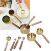 8Pcs Stainless Steel Gold Measuring Cups, Wood Measuring Cups Measuring