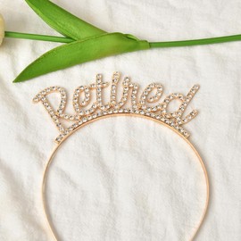 Retirement Celebration Party Supplies Retired Headband Rhinestones Gold Sash Happy Retirement Gift for Teacher Nurse Retiree