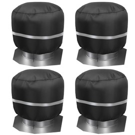 Turbine Vent Cover Outdoor Roof Ventilator Cover Heavy Duty Waterproof Turbine Ventilator Protector Cover Black 20D x 20H (4 Packs)