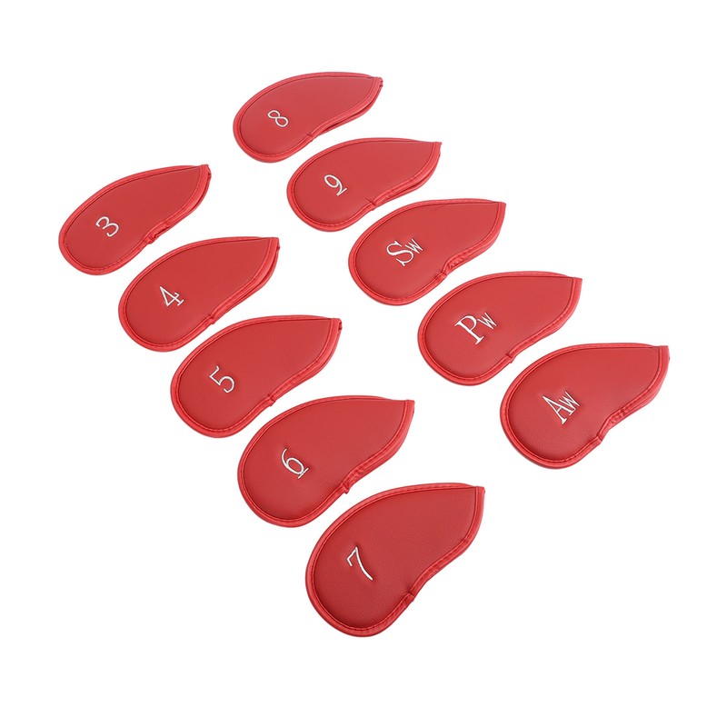 10PCS Golf Club Head Cover PU Leather Protective Abrasion Resistant