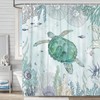 Sea Turtle Shower Curtain - Nautical Beach Underwater Decorative Shower
